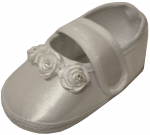 BABY GIRLS SATIN SHOES W/ 3 ROSES & STRAP